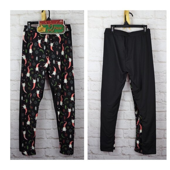 2-Pack Gnome & Black Stretch Leggings Kapion Small - Picture 1 of 7